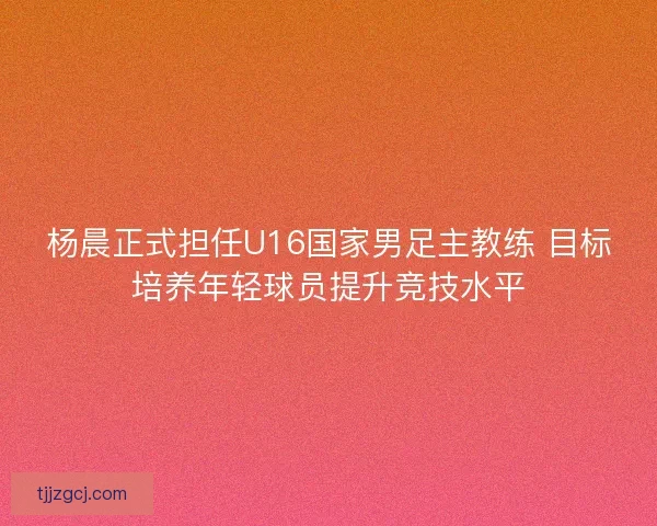 杨晨正式担任U16国家男足主教练 目标培养年轻球员提升竞技水平 杨晨正式担任U16国家男足主教练 目标培养年轻球员提升竞技水平