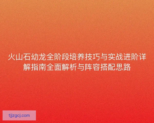 火山石幼龙全阶段培养技巧与实战进阶详解指南全面解析与阵容搭配思路